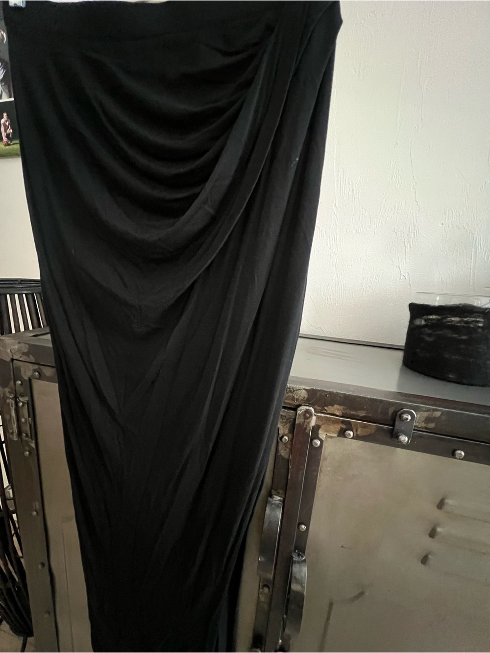 Helmut Lang Black Draped Ruched Floor-Length Maxi Skirt Size S - Picture 4 of 7